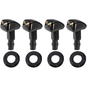 ACROPIX Front Adjustable Windshield Wiper Washer Nozzle Spray Jet Black - Pack of 8