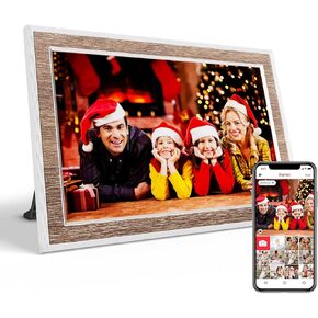 إطار صور رقمي ذكي من PRITOM واي فاي مع حامل دوار قابل للإزالة - إطار صورة رقمي 10.1 بوصة، HD، لمس، 16 جيجابايت، تدوير تلقائي، مشاركة الصور أو مقاطع الفيديو عبر البريد الإلكتروني أو التطبيق، (أبيض)