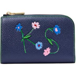 kate spade new york IN THE Garden Embossed Pebbled Leather Compact Wallet, Parisian Navy Multi