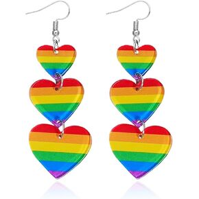 Pride Earrings Outfits for Women Colorful Rainbow Earrings Enamel Gay Lesbian Lgbt Bamboo Hoop Earring Pride Accessories Shirts for Women Rainbow Outfit Jewelry Gifts