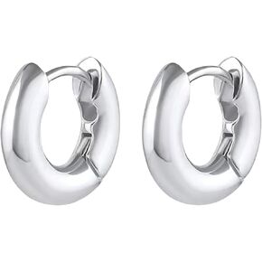 gorjana - Lou Hoops 13/16 inch Drop - Silver or 18k Gold Plated - Daily Earring Wear - Secure Hinge Closure - Timeless Design - Versatile for Any Occasion