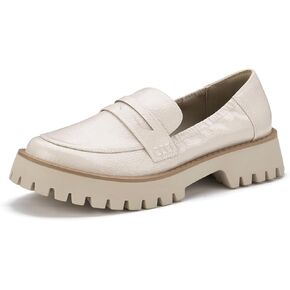 ZURIN Loafers for Women Platform Chunky Heel Loafers Lug Sole Penny Loafers Comfortable Womens Business Casual Shoes