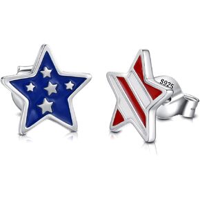 Silver USA American Flag Earrings - نجم وطني أذني Stud الرابع من شهر يوليو ومرح الطواحين الاستقلال يوم الاستقلال هدية المجوهرات للنساء المحاربين القدامى