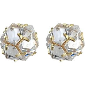 14k Gold Plated Cubic Zirconia Stud Earrings for Women, Hypoallergenic 925 Silver Posts, 0.4 Inch Small Earrings with Prong Setting, Nickel-Free