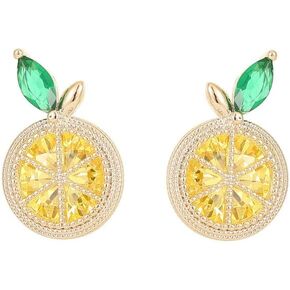 Lemon Water Diamond Earrings Cubic Zirconia Lemon Stud Earrings Exquisite and Sparkling Lemons Jewelry for Women