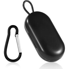 Earplug Case and Carabiner, Premium Earplug Case Keychain Portable Mini Storage Holder Earplug Carrying Case Ear Plug Organizer Box Accessories for Travel Camping Business Activities (Black)