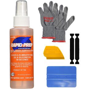 Rapid Prep Pre-Cleaner 4oz for Wax, Grease, and Oil Removal, Non-Hazardous and Non-Flammable Formula for Safe Pre-Cleaning of Automobile Paint, Metals, Signs, and Glass Surfaces + Toolkit