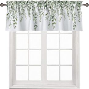 فصيلة Windows Sage Green Green Eucalyptus rod Rod Pocket Window Window Stretains الستائر لمطبخ الحمام الطابق السفلي 54 × 18 بوصة