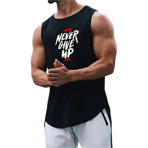 Men's Letter Graphic Workout Tank Top Gym Bodybuilding Sleeveless Muscle T Shirts Cut Off Shirts