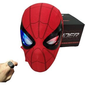 SpiderHero Mask Moving Eyes,2025 New Spiderhero Mile Morales Hero Mask, Remote Control Full Face Adult/Kids Cosplay easter gifts