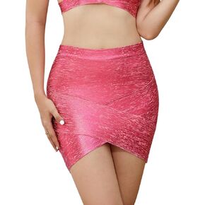 Women's High Waist Elastic Bandage Bodycon Mini Pencil Skirt