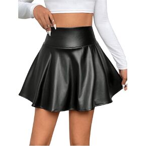 Milumia Women's Faux Leather Mini Skirt High Weist Weist Wear A Line Thorts Tripts