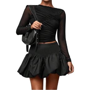 فيردوسا نساء Y2K MINI Bubble Skirt Ruched Flared Puff Virts