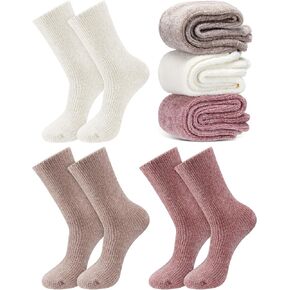 Shihanee 3 Pairs Women Cozy Chenille Socks Fluffy Crew Casual Home Warm Winter Boot Sock for Women Gift
