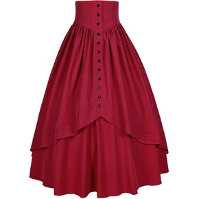 Women Victorian Skirt Medieval Renaissance Peasant Skirt Floor High Waisted Fluttering Long Skirt