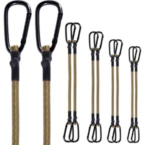 10-Pack Bungee Cords with Carabiner Hooks, Heavy Duty Aluminum Clips for Car Rack, Outdoor Camping, Tents, Tarps, Bike Rack, Hand Cart, Dolly