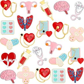 24 Pcs Cna Week Gifts 2025, Nurse Enamel Pins, Stethoscope Brooch Inspirational Lapel Pins, Thank You Gifts for Cna Week Appreciation for Nurse Graduation Party Supplies
