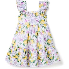 Janie and Jack Girls' Lemon Floral Dress (Toddler/Little Big Kid)