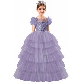 Sequin Flower Girl Dresses for Wedding Ruffles Sleeves Pageant Dresses for Girls Puffy Tulle Prom Gown for Girls