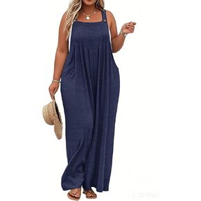 TAKEYAL Women's Plus Size Jumpsuit Overalls Wide Leg Casual Summer Rompers Adjustable Loose Fit Jumpsuits With Pockets 2025