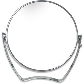 WMugthome Two-Sided 4-In/6-in with Handle Portable Round Makeup/Travel/Desk Mirror with 1X and 3X Magnification(Silver, 6inch)
