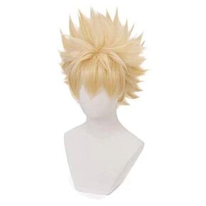 ZGNGLIZ Anime Cosplay Wig Short Blonde Synthetic Hair for Men Anime Convention and Halloween Party with Free Wig Cap