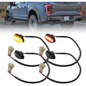 Front & Rear Fender LED Side Marker Lights for Fo-rd F150 Raptor 2016-2020, F150 Smoked Lens Side Bumper Marker Lamps, F150 Amber & Red LED Side Markers Turn Signal Lights, 4 PCS