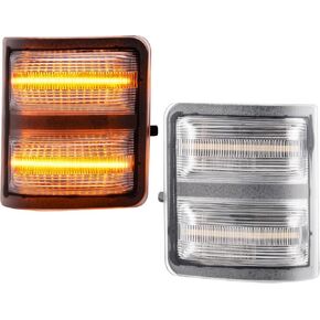 LED side Mirror Marker light Compatible with 2008-2016 F250 F350 F450 F550 super duty Switchback White Driving Parking Light Amber Turn Signal Light 2PCS Clear Lens