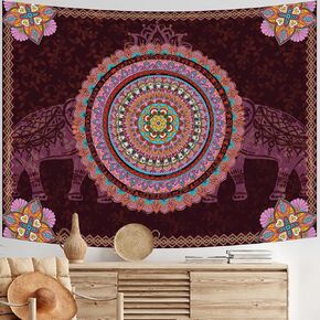 TGMBMTTP Boho Elephant Tapestry ، Royal Red Mandala Tapestry Tapestry Wall المعلقة لغرفة غرفة النوم ، 80 * 60INCHES