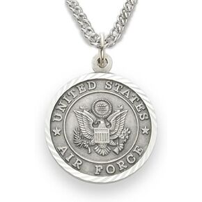 Religious Gifts Sterling Silver Saint Michael Protect Me Air Force Military Medal, 1 Inch