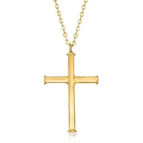 Ross-Simons Italian 14kt Yellow Gold Cross Necklace. 16 inches
