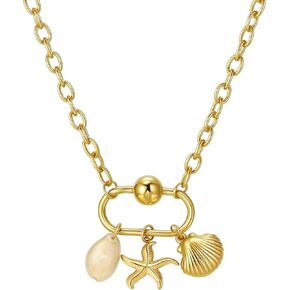 Shell Starfish Charm Necklace for Women Staineless Steel Necklace Chain Summer Jewelry Mother Day Christmas