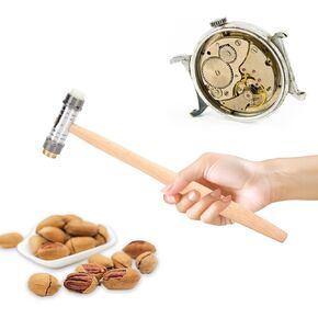 Watch Repair Kit with Mini Hammer & Precision Tools, Wooden Handle Dual Purpose Hammer for Watchmaker, Jewelry