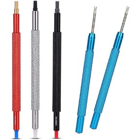 5 in 1 Watch Repair Tool Kit with 3PCS Watch Hand Pressers Pusher 2PCS Blue Color Watch Hands Removers Lever Minute Second Hand Removal