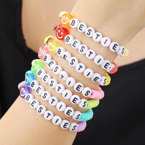 Preppy Jewelry Bracelets for Women Handmade Friendship Bracelets Clay Bead Colorful Surfer Heishi Bracelet Set Stackable Boho Y2K Summer Beach Elastic Layering Bracelets in Saudi Arabia