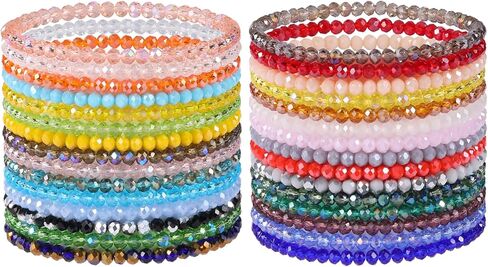Ornaland 30 Pcs Beaded Bracelets Surfer Stretch Bracelets Set Colorful Glass Beads Bracelets Stackable Boho Bracelets Beach Friendship Bracelets Wrist Jewelry for Women in Kuwait