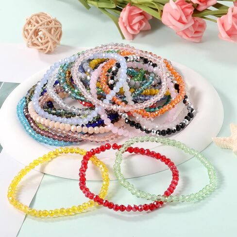 Ornaland 30 Pcs Beaded Bracelets Surfer Stretch Bracelets Set Colorful Glass Beads Bracelets Stackable Boho Bracelets Beach Friendship Bracelets Wrist Jewelry for Women in Kuwait