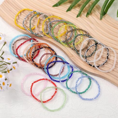Ornaland 30 Pcs Beaded Bracelets Surfer Stretch Bracelets Set Colorful Glass Beads Bracelets Stackable Boho Bracelets Beach Friendship Bracelets Wrist Jewelry for Women in Kuwait