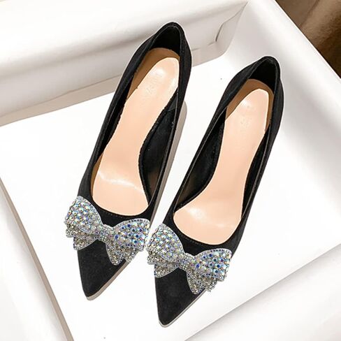 Ruihfas 2 PCS No Clip Rhinestone Crystal Bow Shoe Flower Decoration Accessories for Wedding Bridal Shoes Dress Bags Hats in Saudi Arabia