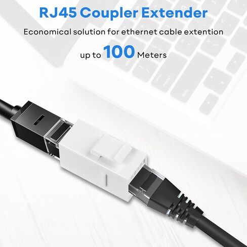 CAT6 RJ45 Keystone Coupler 25-Pack, Female to Female Ethernet Cable Extender, Cat 6 Inline Keystone Jacks for Wall Plate & Patch Panel, Black in Saudi Arabia