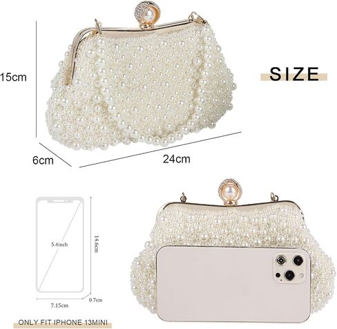 Oweisong White Pearl Clutch Purses for Women Wedding Bride Pearl Evening Bag Party Clutch Wallet Tote Handbag in Saudi Arabia