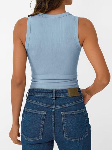 SUNBS Womens 3 Pack Tank Tops Summer 2025 Sleeveless Racerback Ribbed Workout High Neck Basic Trendy Fashion Clothes in Kuwait
