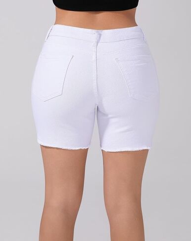Women's Casual Summer Ripped High Waisted Denim Shorts Stretch Distressed Frayed Raw Hem Jean Shorts in Saudi Arabia