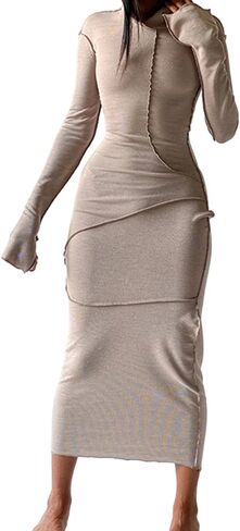 Sexy Hoodie Dress for Women Long Sleeve Bodycon Sweatshirt Dress Casual Maxi Dresses in Saudi Arabia