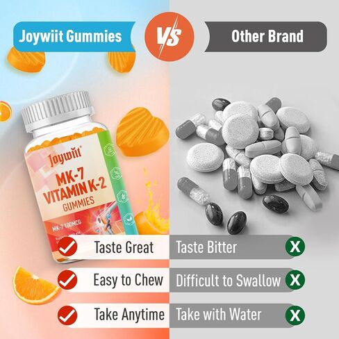 فيتامين K2 MK-7 Gummies 100mcg ، مكملات فيتامين K2 الإضافية لدعم العظام والفد ، نكهة البرتقال الطبيعية القابلة للمضغ ، غير الكائنات المعدلة وراثيًا ، نباتي ، 60 غومين. in Kuwait