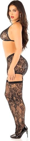 Leg Avenue Womens Rhinestone Lace Halter Bra Top و V-Cut Low Weaist Tarter Tkirt و Lower in Saudi Arabia