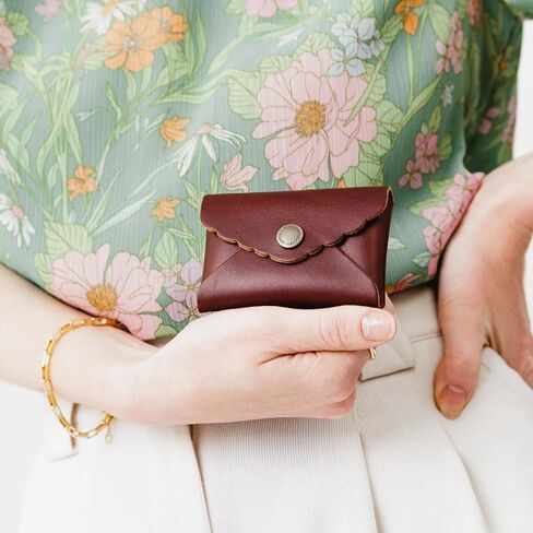 Portland Leather Goods Mini Daisy Wallet for Women – Handmade from the Finest Full-Grain Hides – Features Envelope Design with Snap Closure – Cognac in Saudi Arabia
