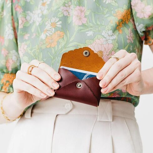 Portland Leather Goods Mini Daisy Wallet for Women – Handmade from the Finest Full-Grain Hides – Features Envelope Design with Snap Closure – Cognac in Saudi Arabia