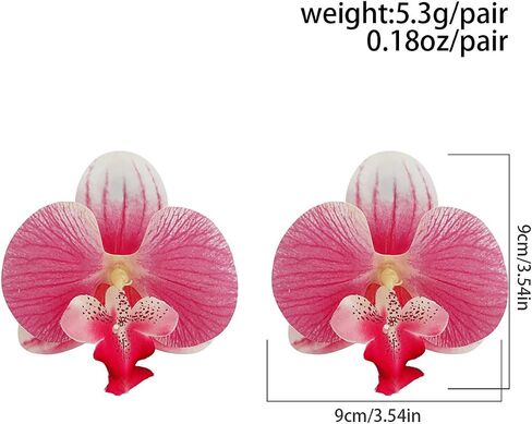 Bethynas Large Butterfly Orchid Flower Stud Earrings Artificial Phalaenopsis Orchid Floral Dangle Drop Earrings Bridal Beach Party Ear Jewelry for Women in Saudi Arabia
