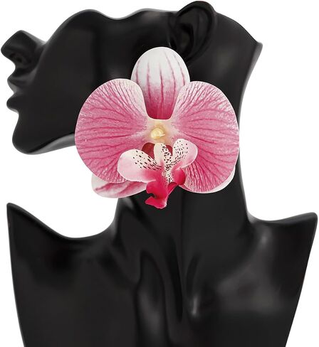 Bethynas Large Butterfly Orchid Flower Stud Earrings Artificial Phalaenopsis Orchid Floral Dangle Drop Earrings Bridal Beach Party Ear Jewelry for Women in Saudi Arabia